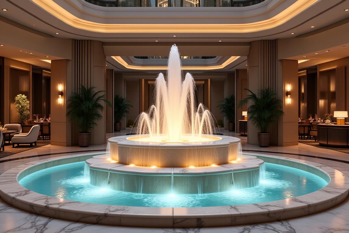 Fuente decorativa en lobby de hotel